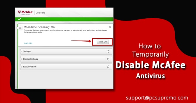 How to temporarily disable McAfee antivirus